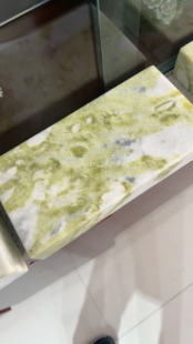 蓝田玉翠色玉石枕头 消暑助眠好物佳品方枕头长28宽14厚5厘米