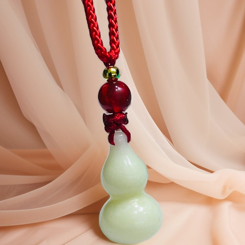 蓝田玉葫芦吊坠新生儿礼物儿童宝宝挂件男女同款福禄双全饰品送礼