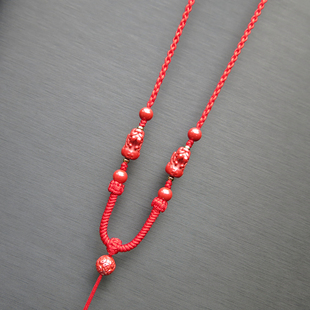 高档朱砂吊坠绳挂件脖项链绳子红手工编织男女翡翠和田玉石平安扣