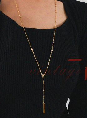 一所Y字形长款毛衣链女