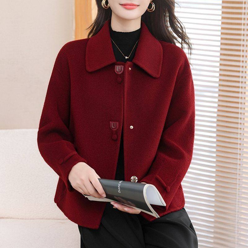 2025秋冬新款小个子妈妈毛呢短外套双面绒羊毛牛角扣女装小个子女,女装/女士精品,毛呢外套,淘宝优惠券,粉丝福利购,淘宝优惠卷