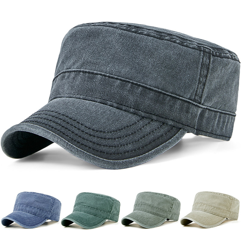 春秋男女平顶帽水洗做旧复古潮流