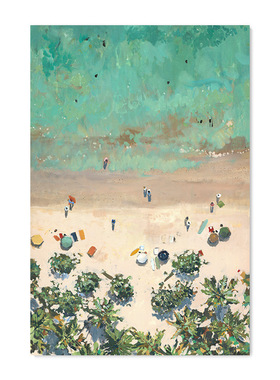 【艺术版画】Nina Brooke复刻艺术版画蓝绿色大海滩风景装饰画芯