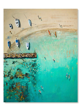 【艺术版画】Nina Brooke复刻艺术版画蓝绿色大海滩风景装饰画芯