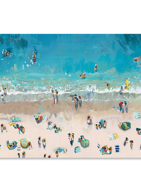 【捡漏合集】Nina Brooke复刻艺术版画蓝绿色大海滩风景装饰画芯