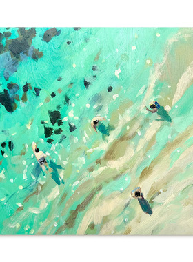 【艺术版画】Nina Brooke复刻艺术版画蓝绿色大海景游泳装饰画芯