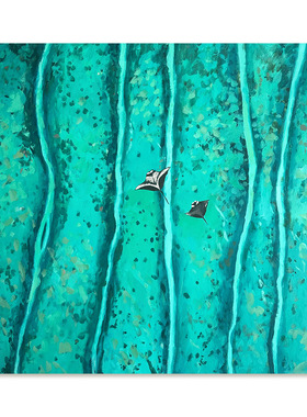 【艺术版画】Nina Brooke复刻艺术版画蓝绿色大海景游泳装饰画芯