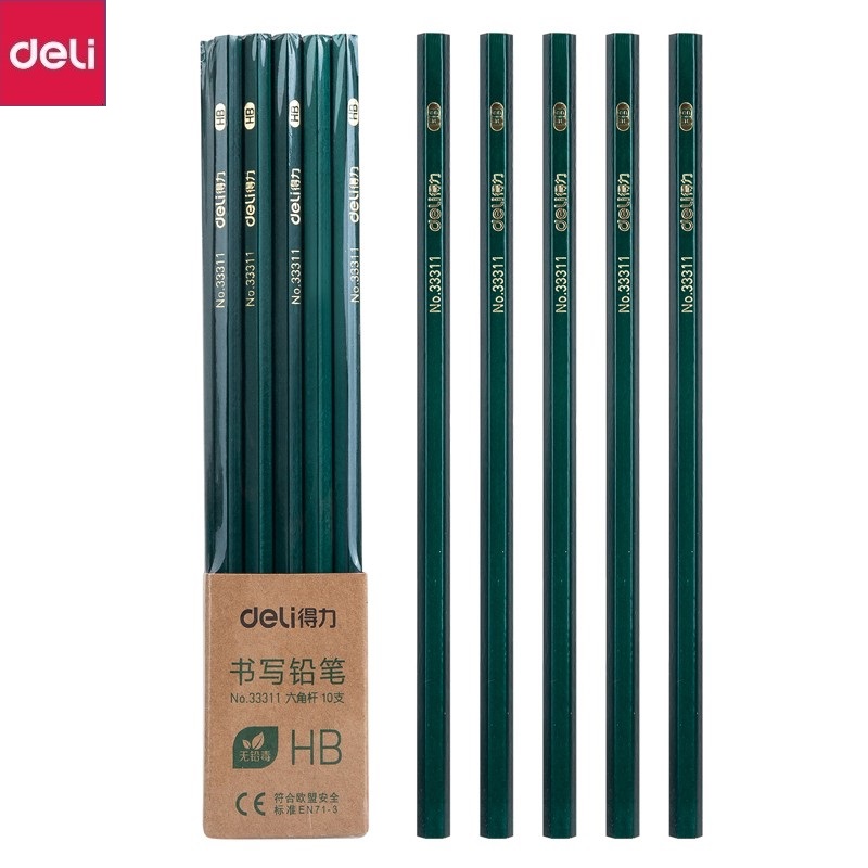 得力2B/HB/2H木头铅笔10只