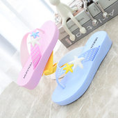 夏季 美人桥夹脚女时尚 防滑软底坡跟人字拖女平底沙滩轻凉拖鞋 厚底