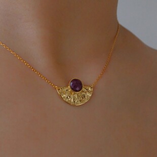 S925银Aten阿顿太阳神炽烈红钻切面天然红宝石原矿项链