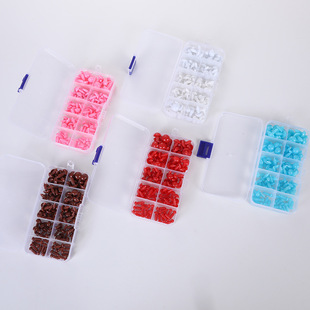 小猪黑豆眼兔子眼珠小熊动物彩色带螺丝眼睛玩具配件白眼瞳珠盒装