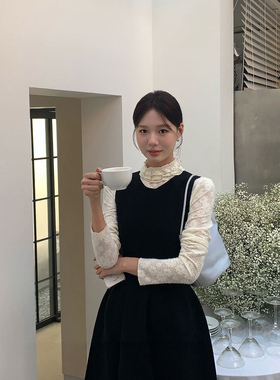 26年早春少女情怀～雏菊蕾丝高领波浪设计内搭打底衫小衫