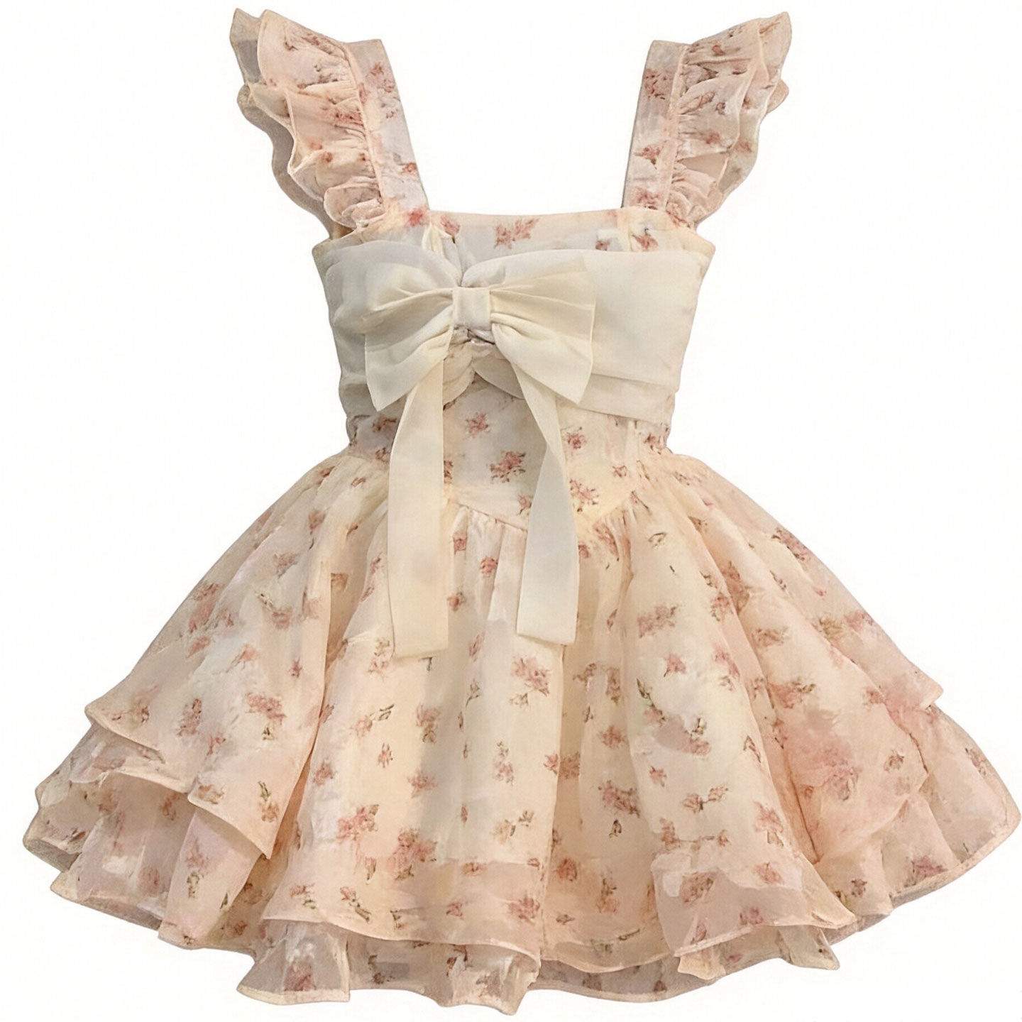 芭蕾风碎花吊带轻礼服连衣裙