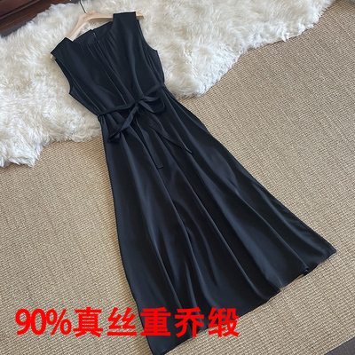 真丝双乔缎连衣裙超长款背心裙