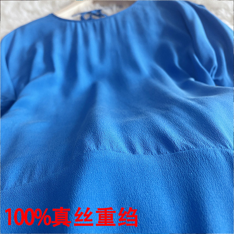40姆性感法式高级桑蚕丝双绉真丝 方领露背胖MM宽松休闲女连衣裙