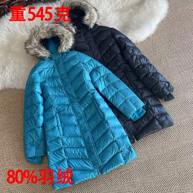 中长款羽绒服女 80鸭绒20羽毛 小码连帽薄款修身秋冬外套