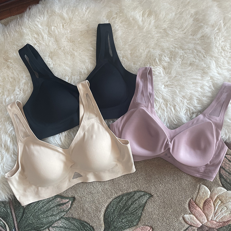 背心式文胸无钢托棉按摩透气网