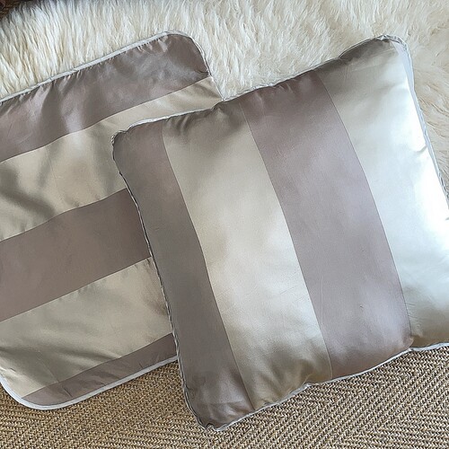 桑蚕丝抱枕双宫缎枕套50*50条纹