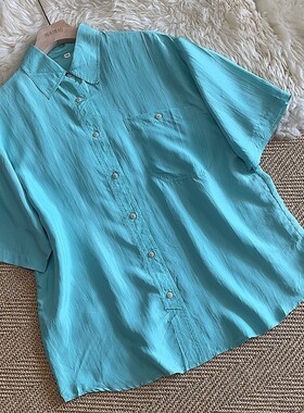 桑蚕丝衬衫女夏季新款百搭复古防晒衣潮短袖女款真丝电力纺 衬衣