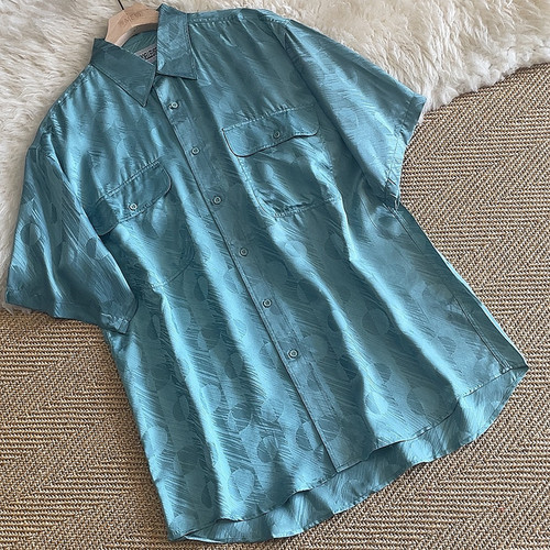 桑蚕丝短袖衬衫素绉缎提花男款