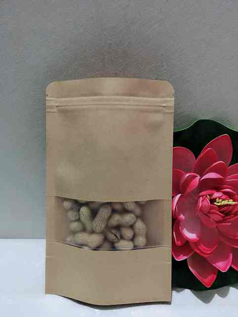 15*22+4开窗牛皮纸袋 自封自立袋 拉练袋 食品包装袋 茶叶袋 批发