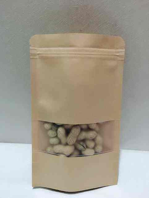12*20+4开窗牛皮纸袋 自封自立袋 拉练袋 食品包装袋 茶叶袋 批发