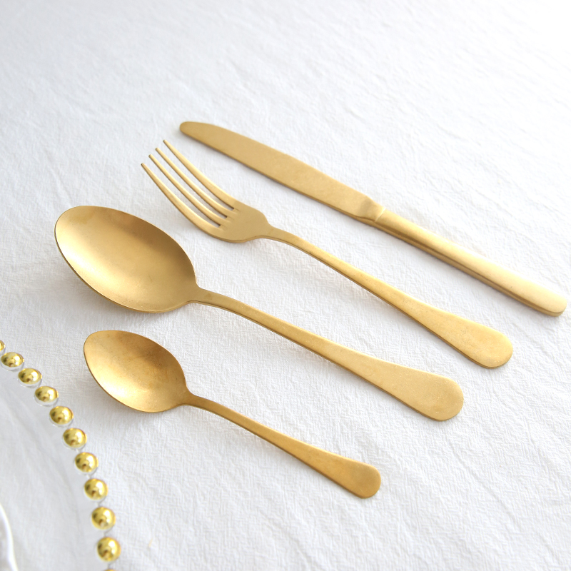 复古金色不锈钢刀叉西餐餐具甜品