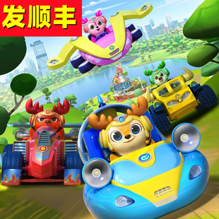 正版无敌鹿战队陆战队凯奇娜娜雷米动感可变形儿童益智回力车玩具