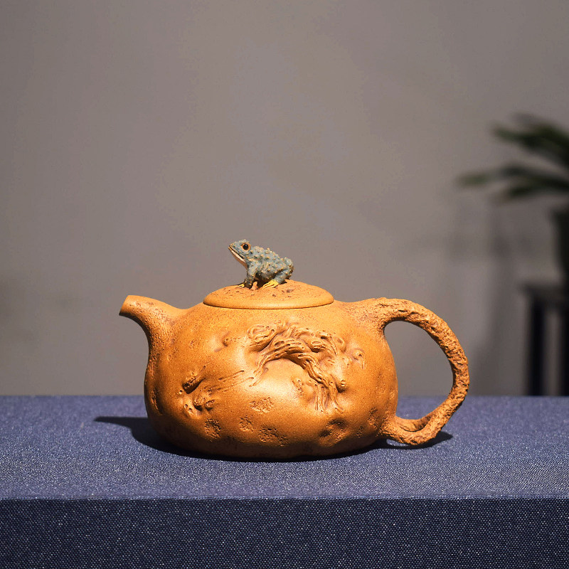 名家陈真精品紫砂壶泡茶壶 全手工段泥蛙鸣富贵壶 供春壶 树瘿壶