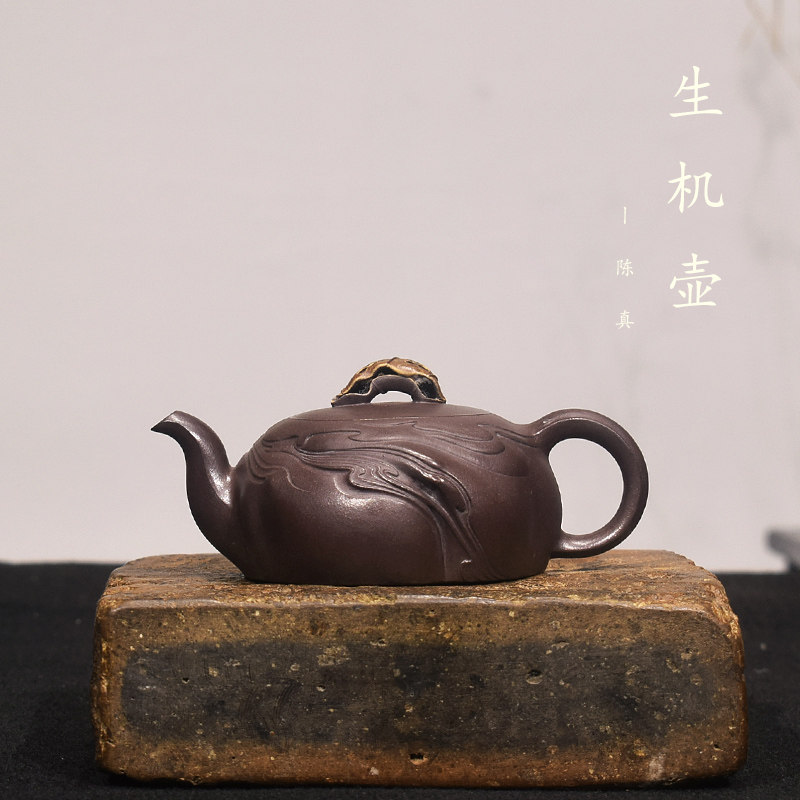砺砂茗陶 陈真紫砂壶紫泥全手工生机壶 名家宜兴紫砂壶蒋蓉传人