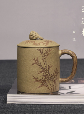 砺砂茗陶 李建军紫砂杯子 大容量500c泡茶紫砂段泥杯子家用茶杯
