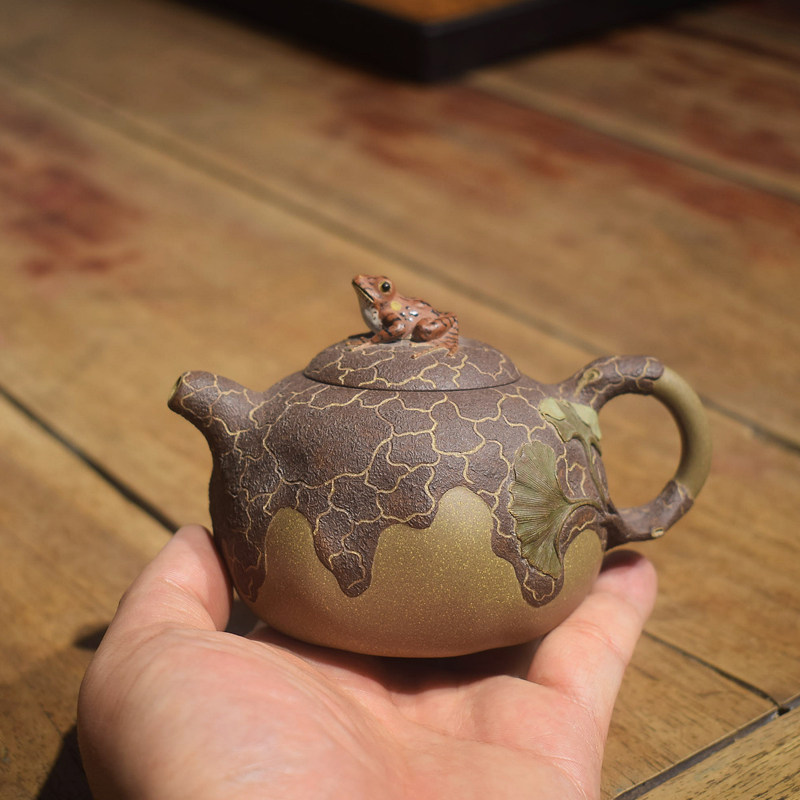 砺砂茗陶 陈真慧眼树蛙供春壶 全手工名家紫砂壶仿生青蛙茶壶茶具