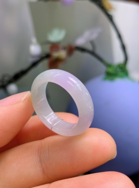 16圈口缅甸天然翡翠A货冰润紫罗兰戒指A139#