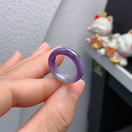 9-10圈口缅甸天然翡翠A货冰浓紫罗兰戒指A728#
