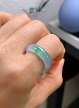 15-16圈口缅甸天然翡翠A货冰春彩戒指A672#