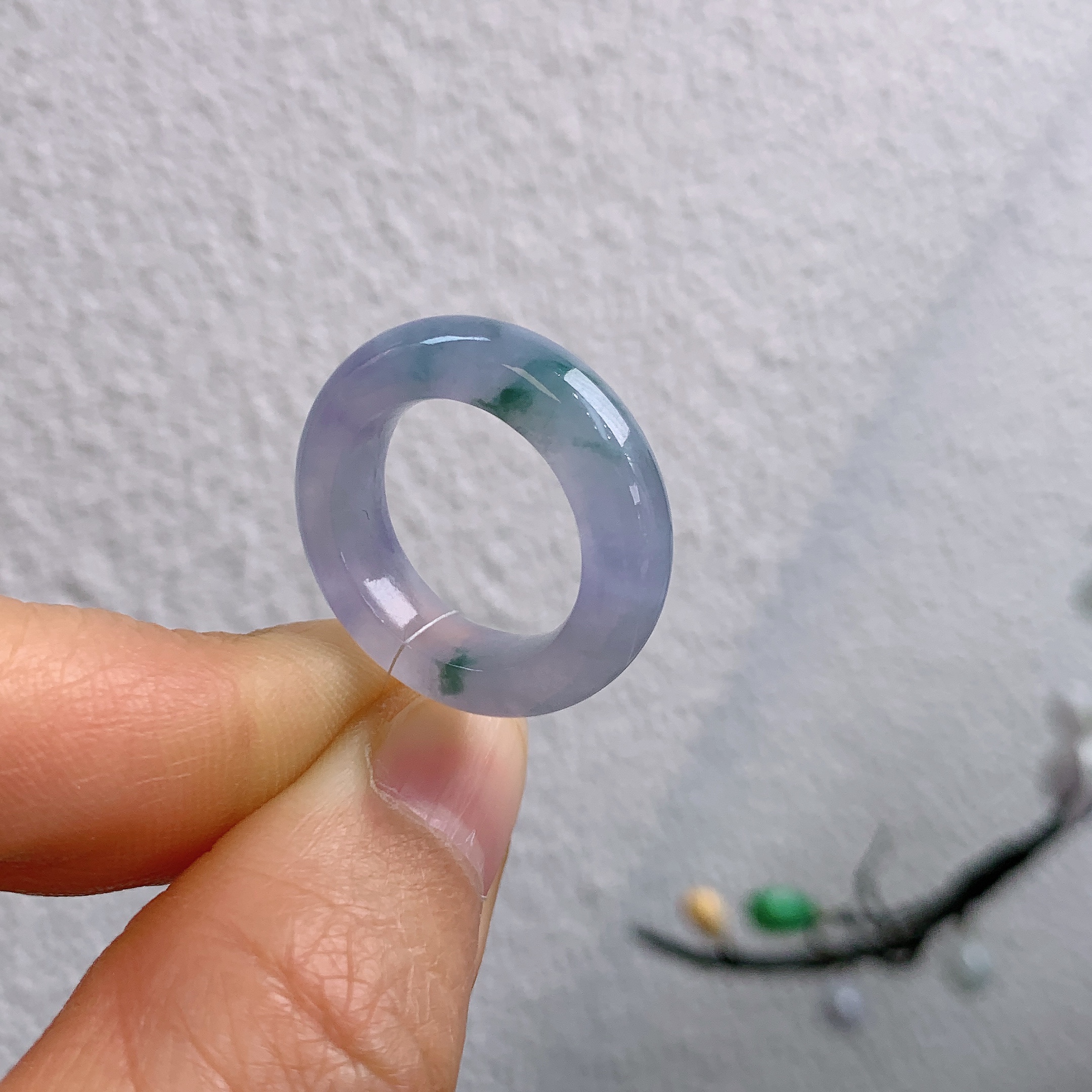 10圈口缅甸天然翡翠A货冰紫罗兰莫奈花园戒指199#