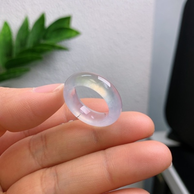 11圈口缅甸天然翡翠A货高冰柠檬黄翡戒指A1181#