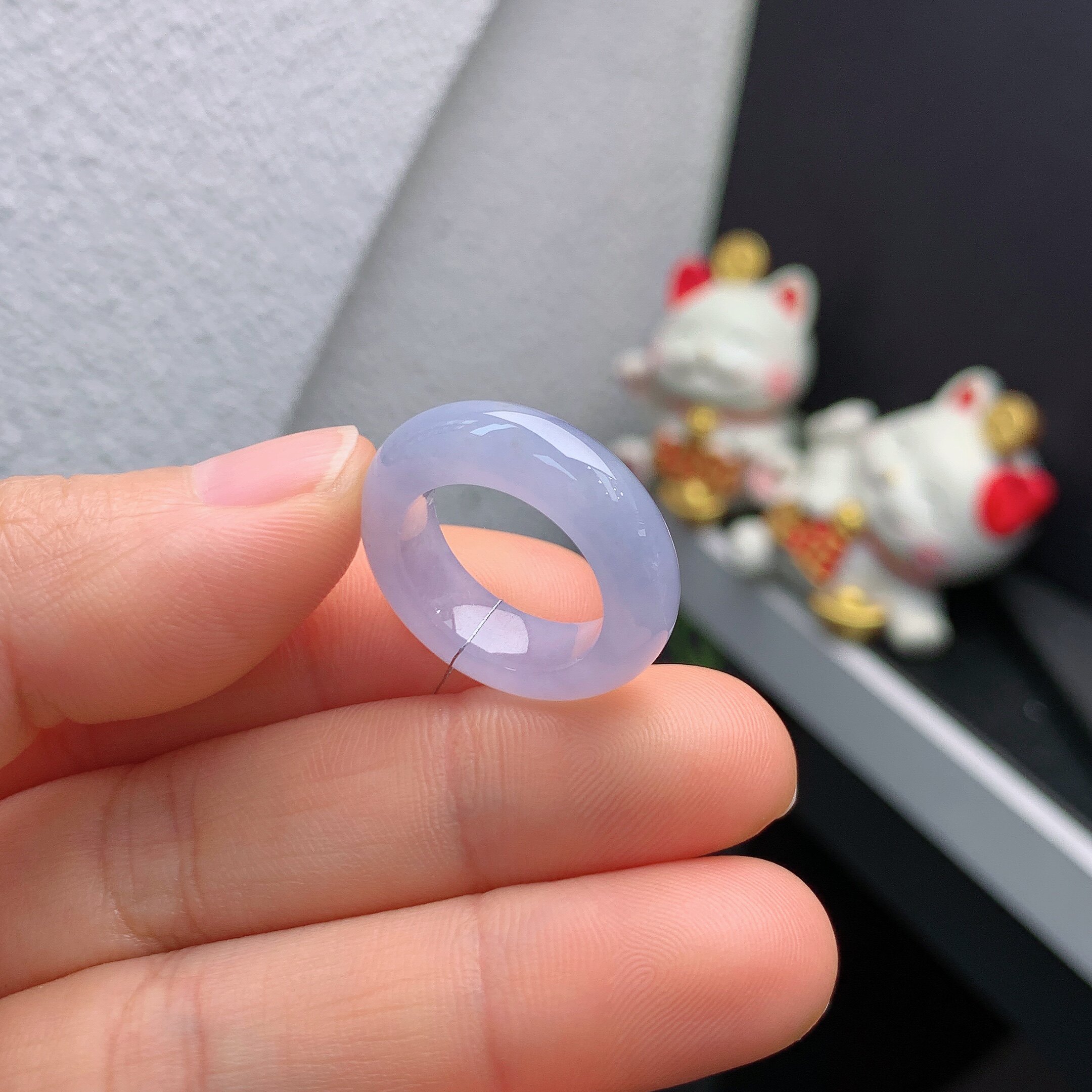 9-10圈口缅甸天然翡翠A货冰紫罗兰戒指A297#