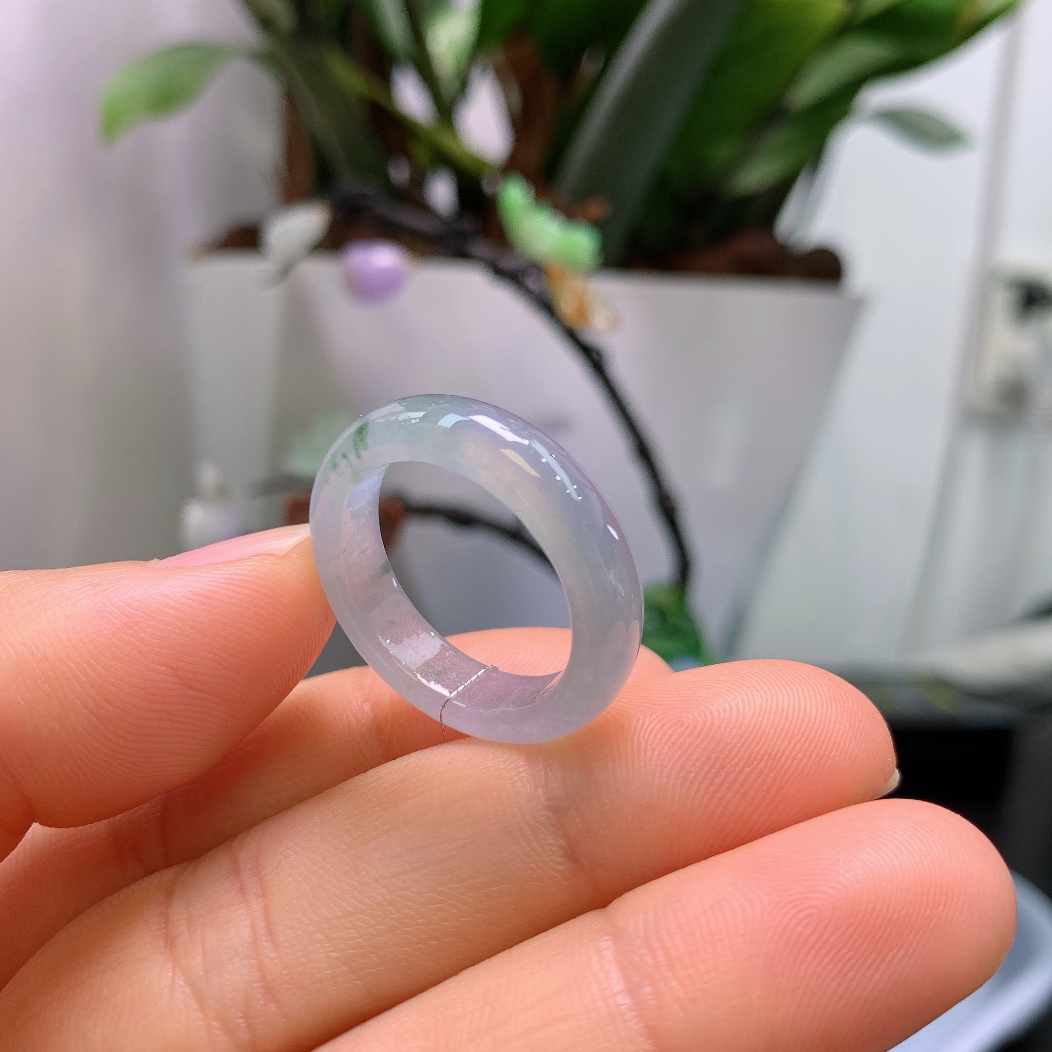 20圈口缅甸天然翡翠A货冰润春彩飘花戒指A1009#