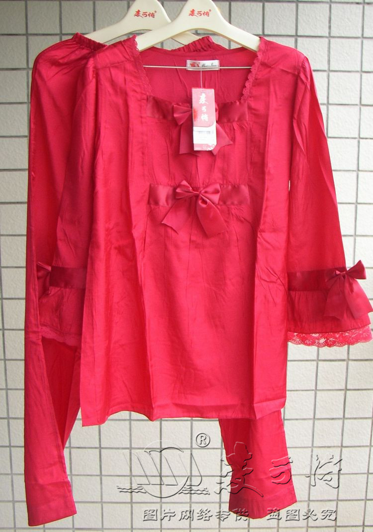 正品麦可将家居服2016春夏款天丝女长袖长裤睡衣套m1321804032