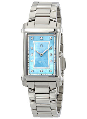 绮年华ETERNA Contessa 镶钻方形蓝面瑞士石英时尚女手表 2410.41