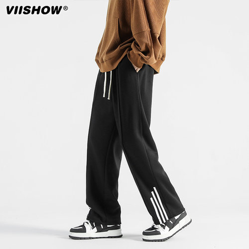 VIISHOW潮牌男款直筒纯色运动卫裤男生夏季新款宽松百搭休闲长裤