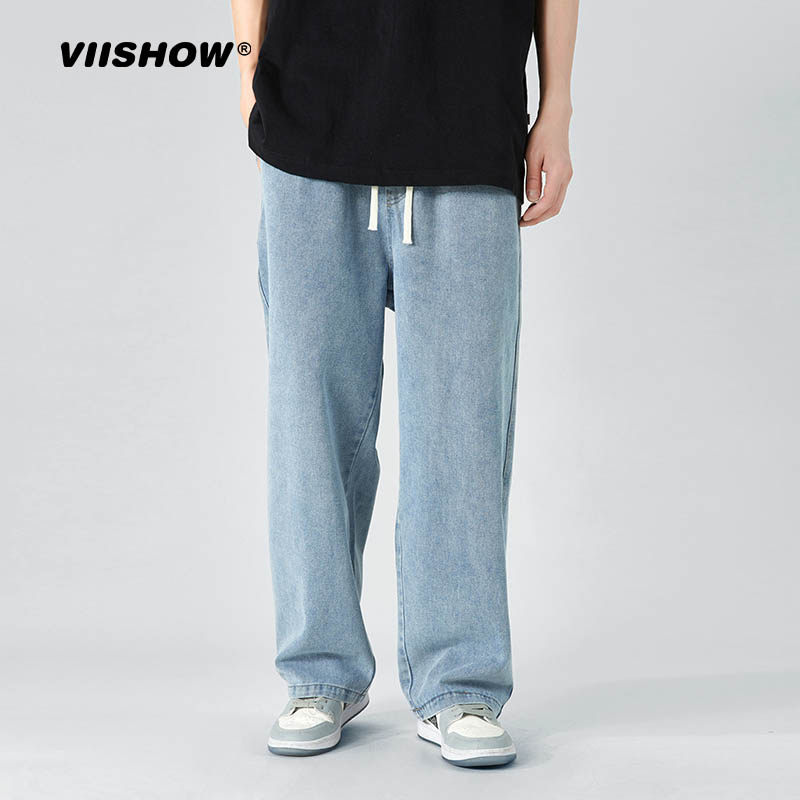 VISHOW牛仔裤男士2025春秋新款潮牌ins百搭直筒宽松阔腿长裤子,男装,牛仔裤,淘宝优惠券,粉丝福利购,淘宝优惠卷