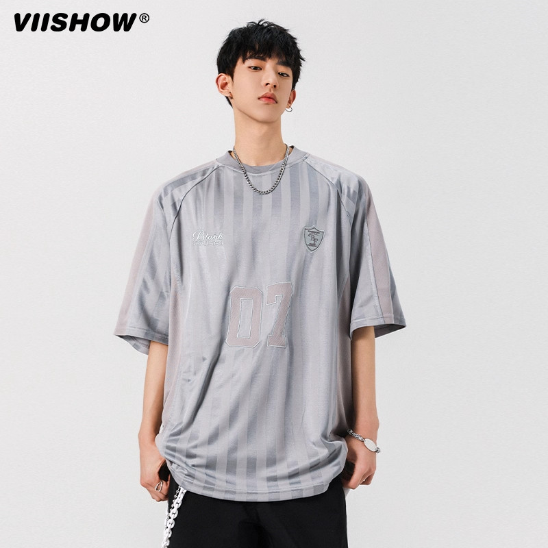 VIISHOW短袖t恤男2025夏季美式高街运动球衣潮牌宽松半袖体恤衫,男装,T恤,淘宝优惠券,粉丝福利购,淘宝优惠卷
