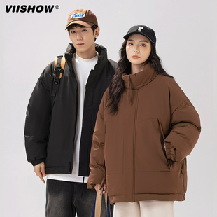 VIISHOW棉服男冬新款潮牌ins宽松加厚立领面包服休闲情侣棉衣外套