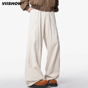 裤 VIISHOW打褶弯刀裤 宽松阔腿工装 直筒休闲裤 子男夏潮牌潮流美式