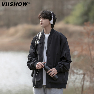 VIISHOW美式飞行员夹克男款2024春秋新款潮牌设计感宽松外套男生