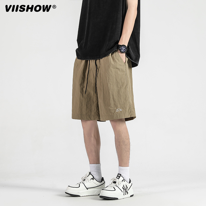 VIISHOW男士冰丝短裤夏季男款薄运动裤子外穿休闲五分裤卡其裤衩