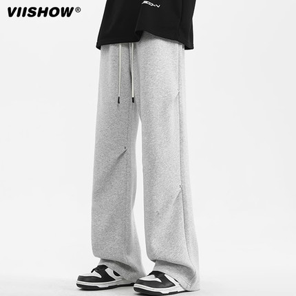 VIISHOW直筒休闲裤男2025年春季新款宽松oversize运动简约阔腿裤