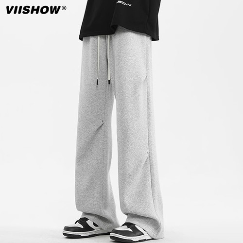 VIISHOW直筒休闲裤男2025年春季新款宽松oversize运动简约阔腿裤